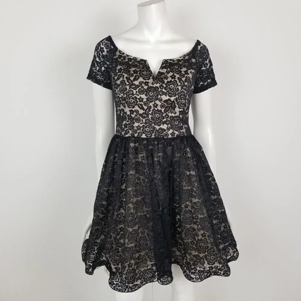 Chi Chi London Floral Lace Fit & Flare Dress Sz 10
